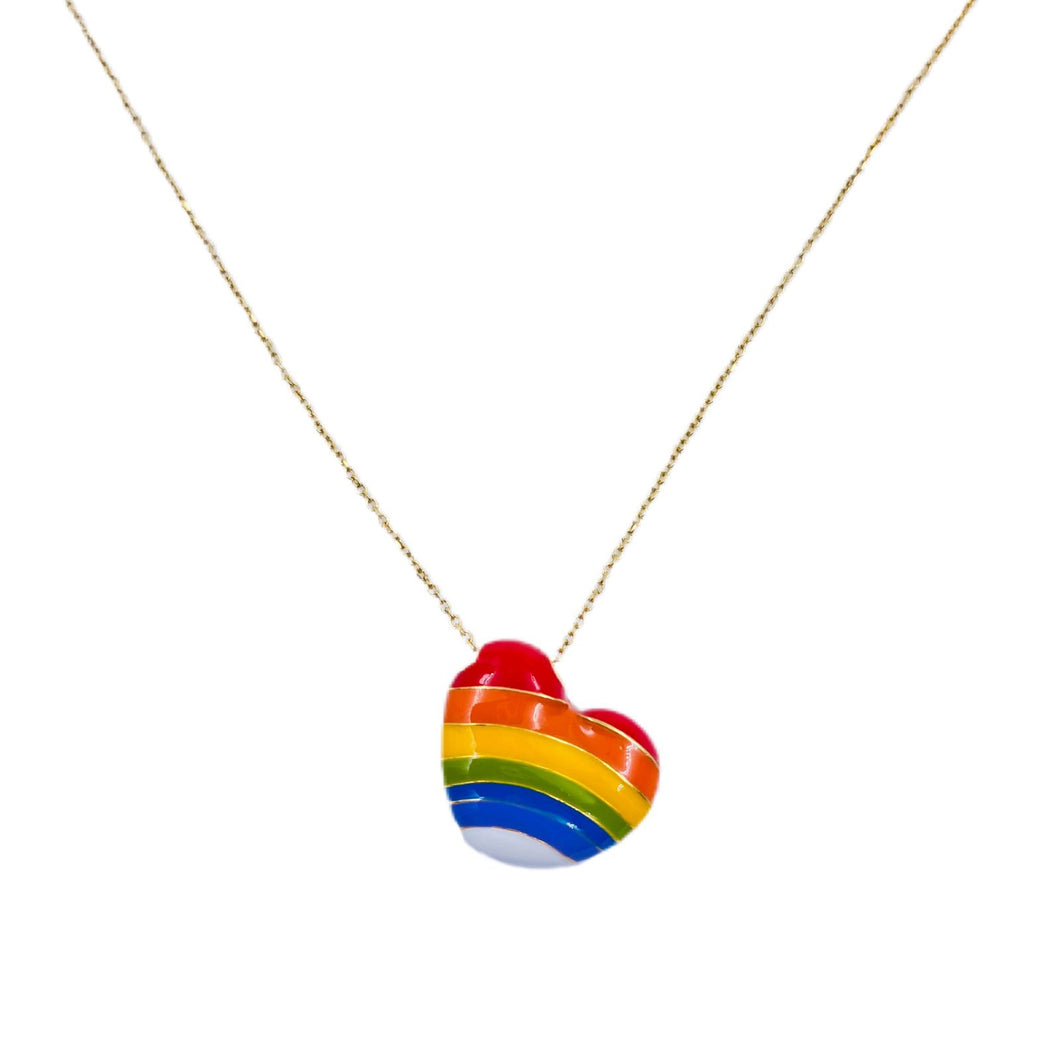 Sofia Rainbow Heart Enameled Brass Necklace