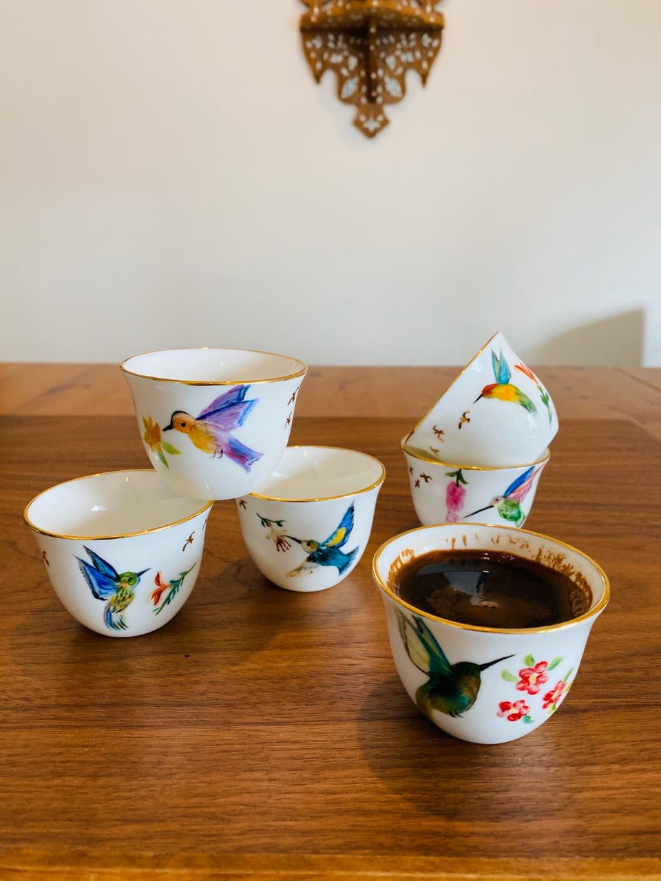 Birds of Paradise Arabic Coffee Cups- Set of 6