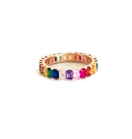 Rainbow Small Baguette Ring - Colored Zircon