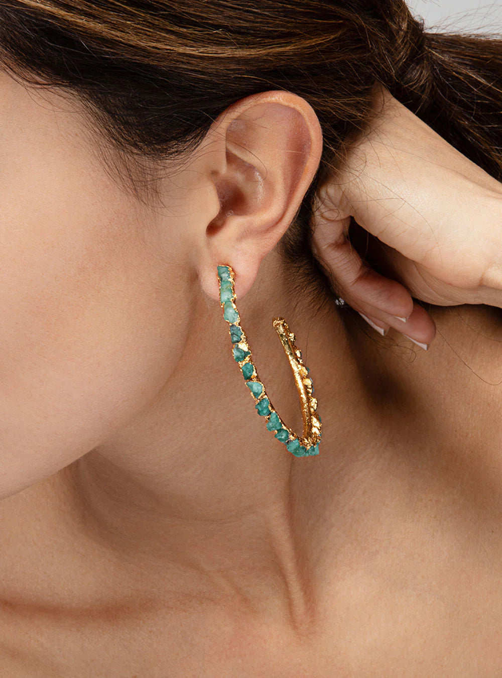 Fenomena Candongas Maxi Electro Emerald Hoops Earrings