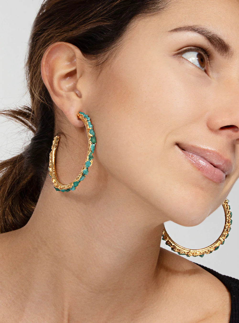 Fenomena Candongas Maxi Electro Emerald Hoops Earrings