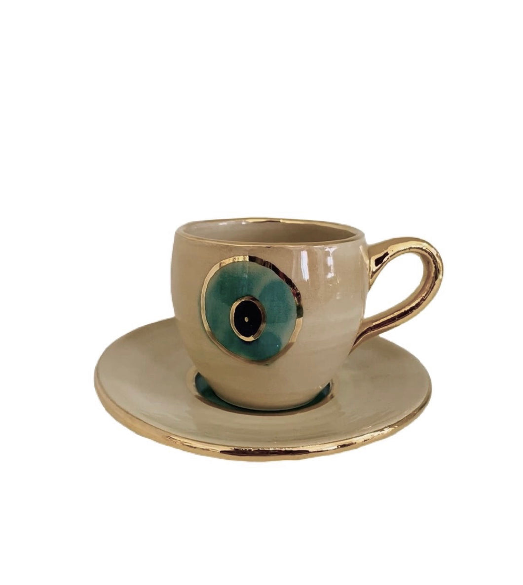Evil Eye Ceramic Coffee Cup