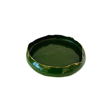 Load image into Gallery viewer, Marylynn Massoud &amp; Rasha Nawam Ceramics Shallow Serving Platter - Green with Gold Rim
