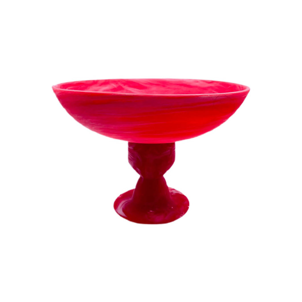 Nashi Home Resin Pedestal Bowl - Red Swirl