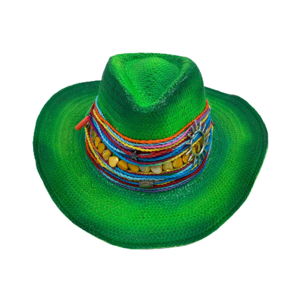 Straw Hat with Beads & Sun