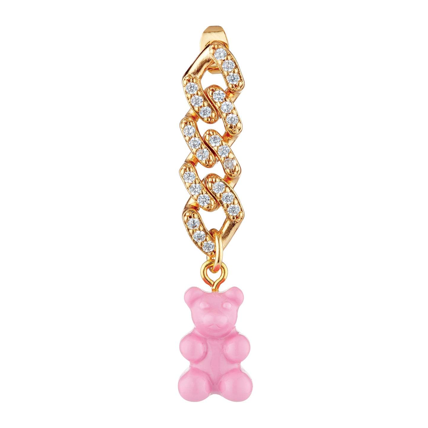 Crystal Haze Nostalgia Bear Earring - Candy Pink