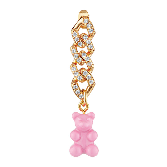 Crystal Haze Nostalgia Bear Earring - Candy Pink