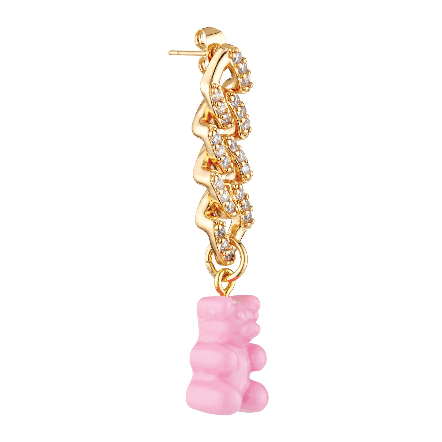 Crystal Haze Nostalgia Bear Earring - Candy Pink