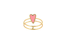 Load image into Gallery viewer, LRJC Heart Pink Enameled Ring 18K Gold
