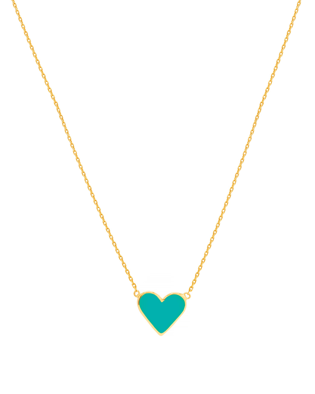 LRJC Enameled Heart Necklace 18K Gold - Aqua