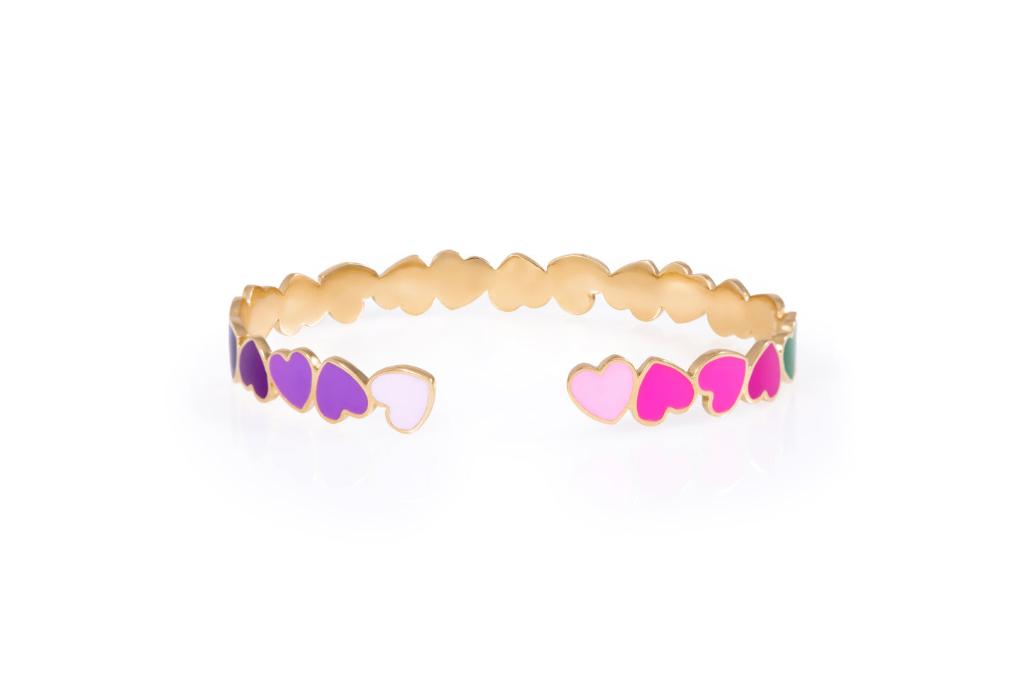 LRJC Enameled Heart of Hearts Bangle 18K Gold - Multicolored