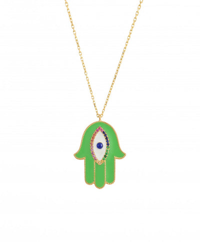 J by Boghossian Enamel Large Fatma Hand Necklace - Turquoise