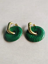 Load image into Gallery viewer, Ame Jewelry Malachite Hoop Earrings
