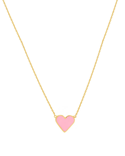 LRJC Enameled Heart Necklace 18K Gold - Pink