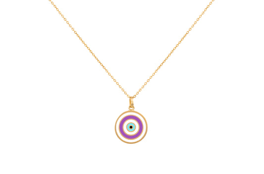 LRJC Enameled Evil Eye Necklace 18K Gold - Purple