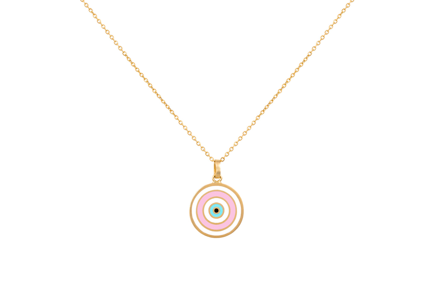 LRJC Enameled Evil Eye Necklace 18K Gold - Pink