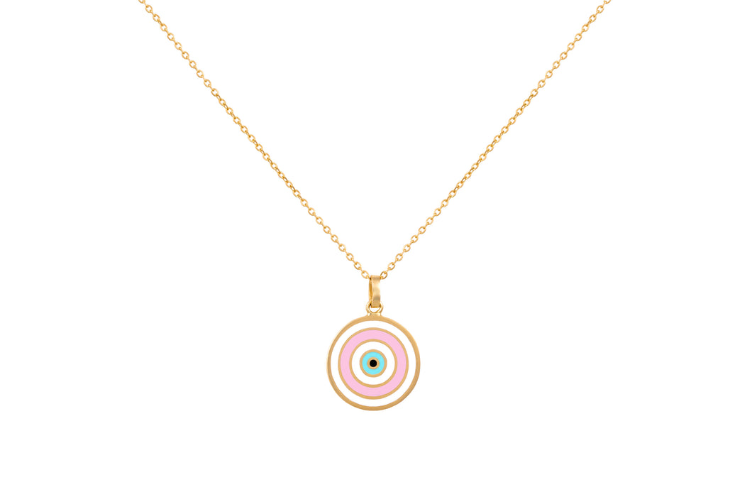 LRJC Enameled Evil Eye Necklace 18K Gold - Pink