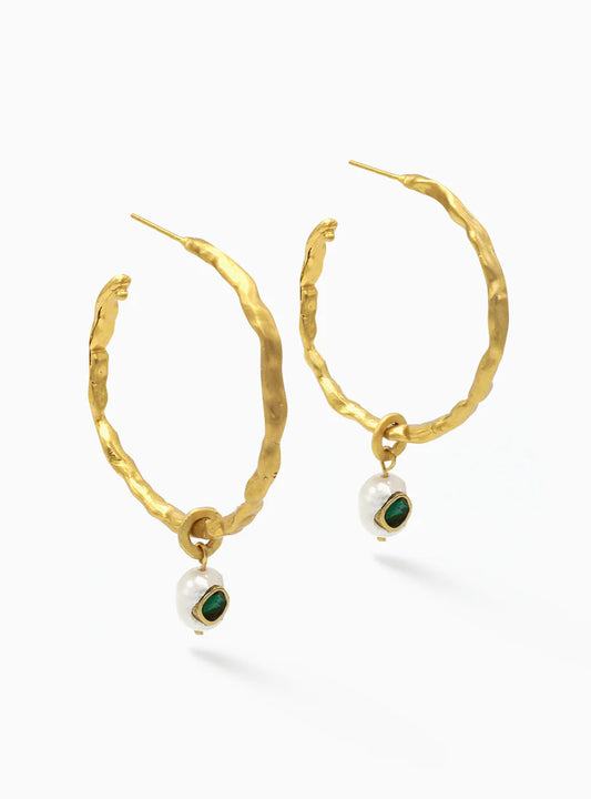 Darya Maxi Hoops with Pearl Earrings