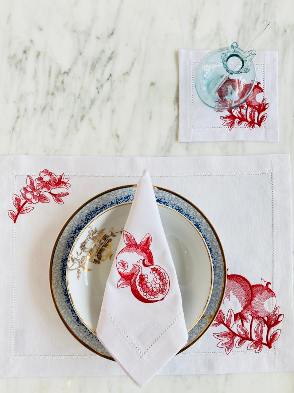 Pomegranate Placemat - White