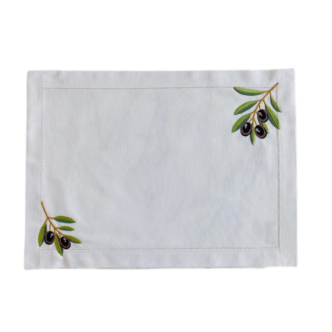 Olive Branch Placemat - White