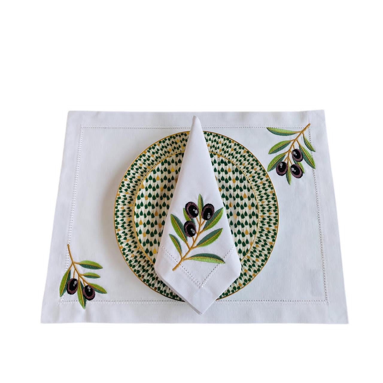 Olive Branch Placemat - White