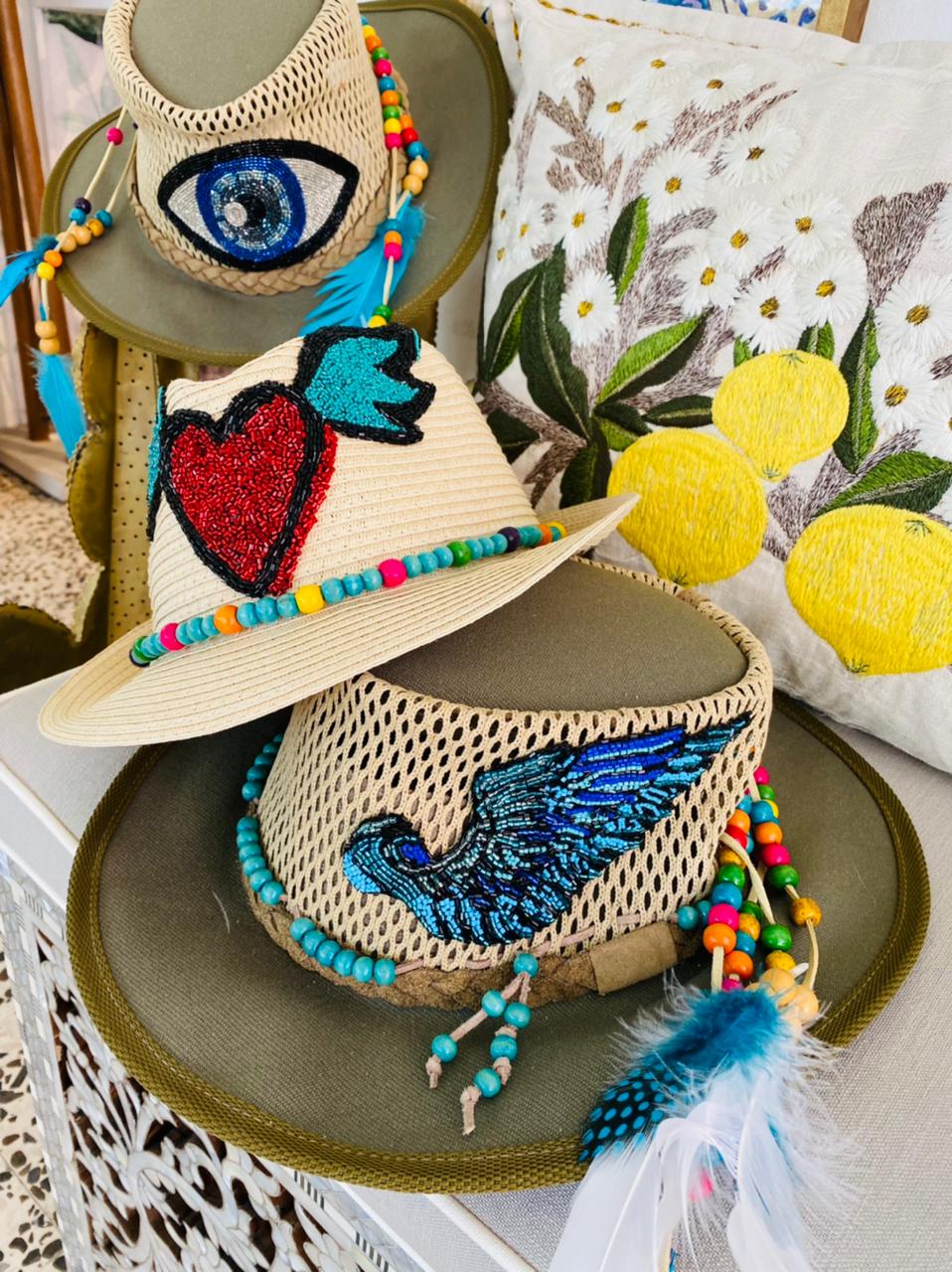 MF Younane Hat with Winged Heart Embroidery