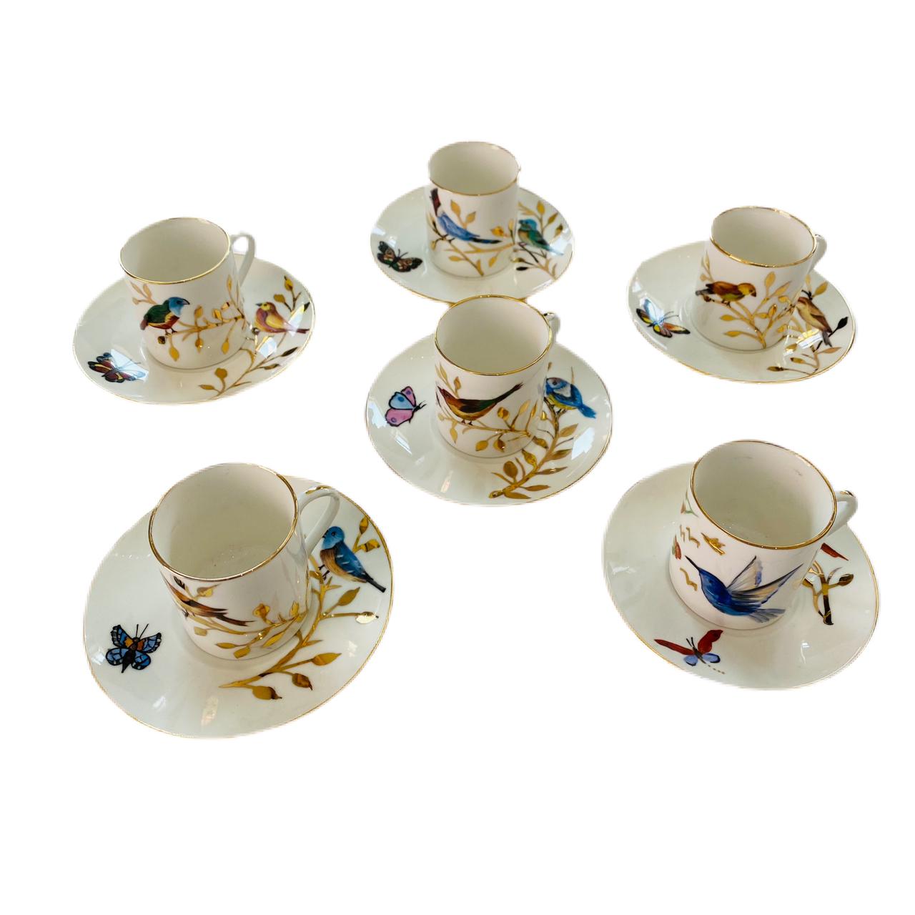 Japanese Garden Coffee Cups with Plate - Set of 6