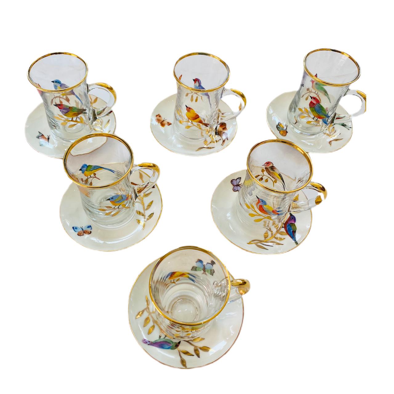 Japanese Garden Tea Cups with Plate - Set of 6