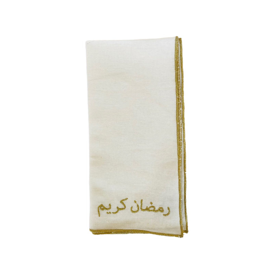 A Table Embroidered Linen Napkin - Ramadan Kareem