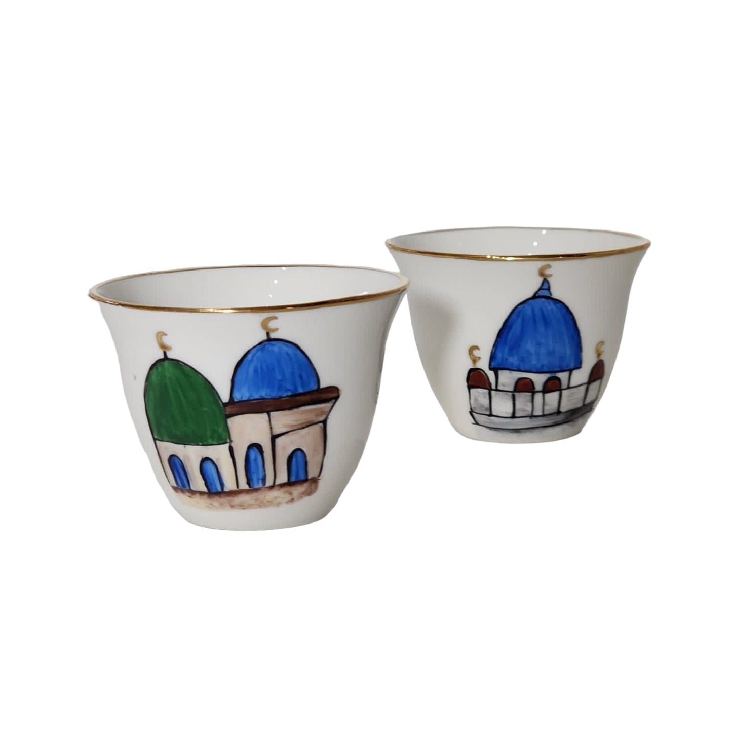 Colored Mosques Arabic Coffee Cups- Set of 6