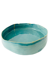 Load image into Gallery viewer, Marylynn Massoud &amp; Rasha Nawam Ceramics Large Serving Bowl- Blue with Gold Rim
