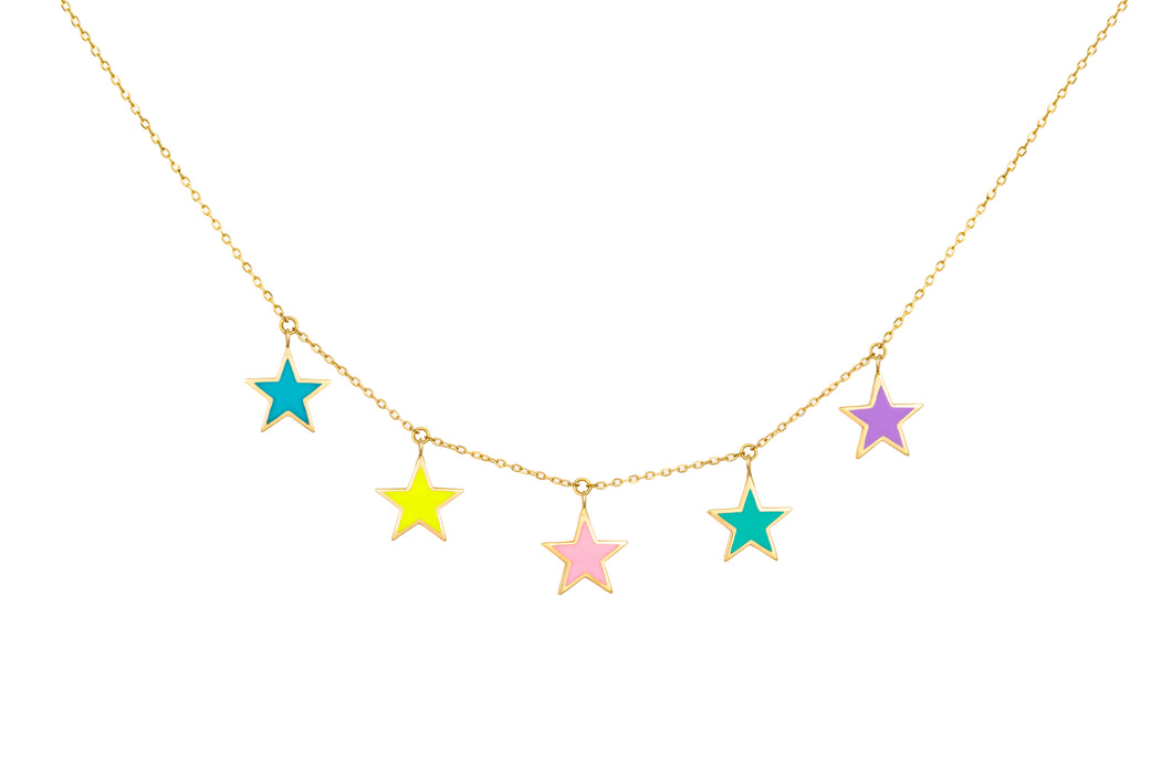 LRJC Colorful Stars Necklace 18K Gold