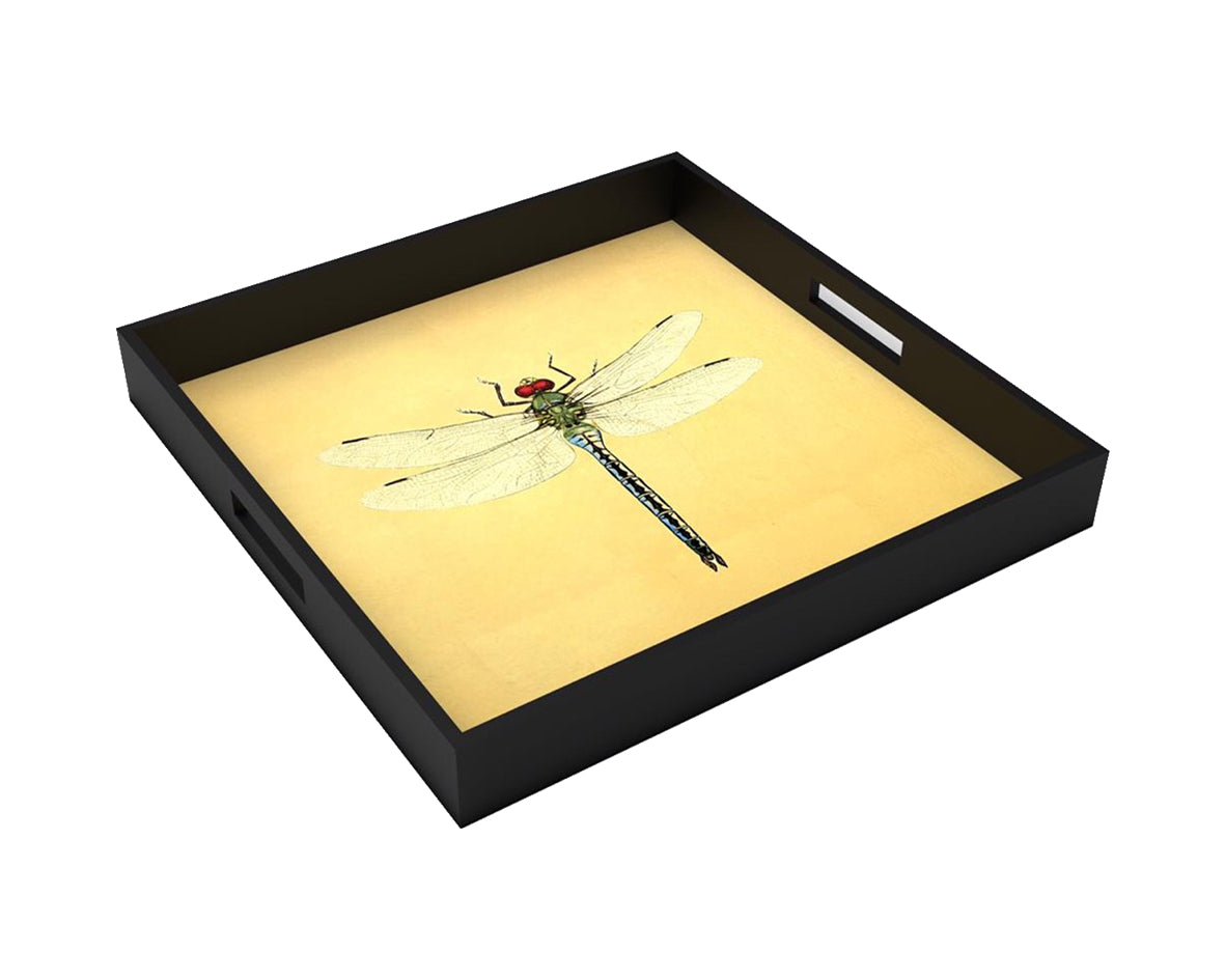 Les Ottomans Lacquered Square Tray - Dragonfly