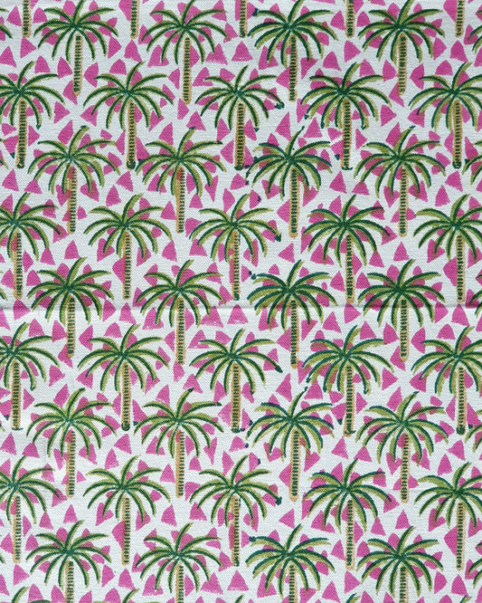 Les Ottomans Block Print Tablecloth - Green Palm Tree