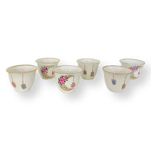 Load image into Gallery viewer, Ramadan Moon &amp; Roses Arabic Coffee Cups- Set of 6
