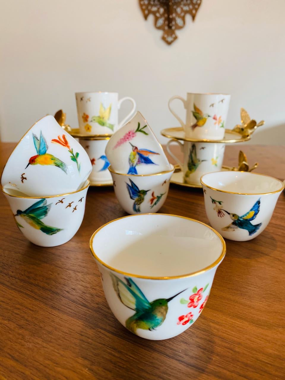 Birds of Paradise Arabic Coffee Cups- Set of 6