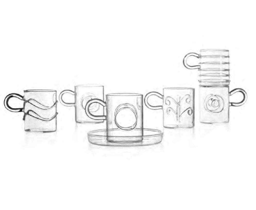 Ichendorf Deco Coffee Glasses with Saucer Set of 6 - Clear