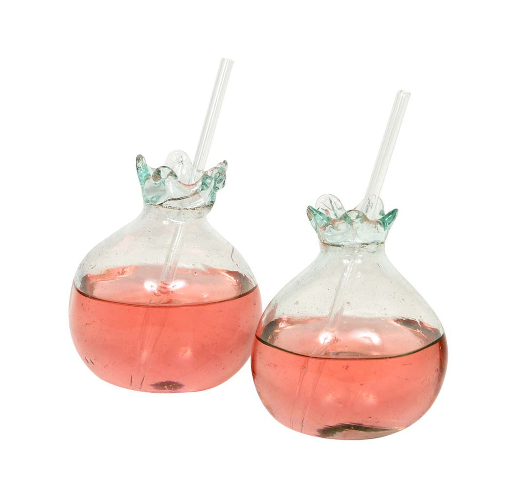 Pomegranate Glass with straw per piece