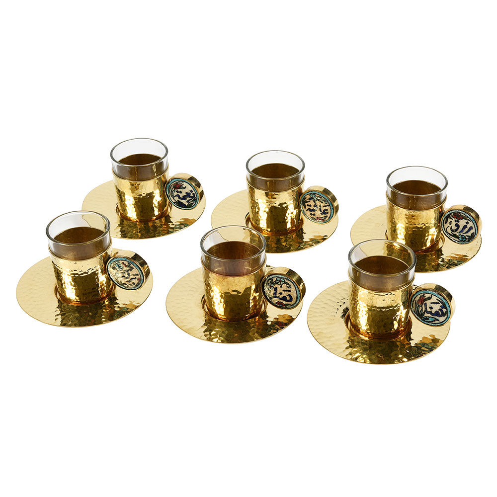 Coffee cups Gold with ichani handle set of 6pcs