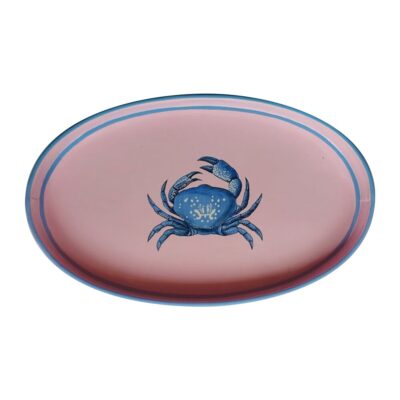 Les Ottomans Oval Painted Iron Tray - Crab