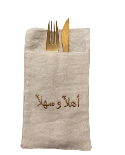A Table Embroidered Cutlery Pouch - Ahlan Wa Sahlan