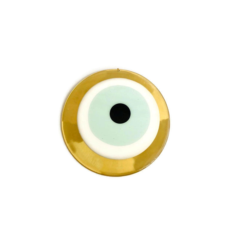 Mati Evil Eye Wall Hanging Large - Round - Light Green & Gold