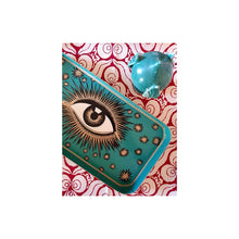 Load image into Gallery viewer, Les Ottomans Green Rectangular Painted Iron Tray - Eye
