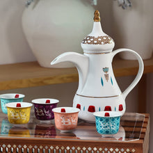 Load image into Gallery viewer, Silsal Gift Box Of Dallah &amp; 6 Khaizaran Arabic Coffee Cups - Multicolored
