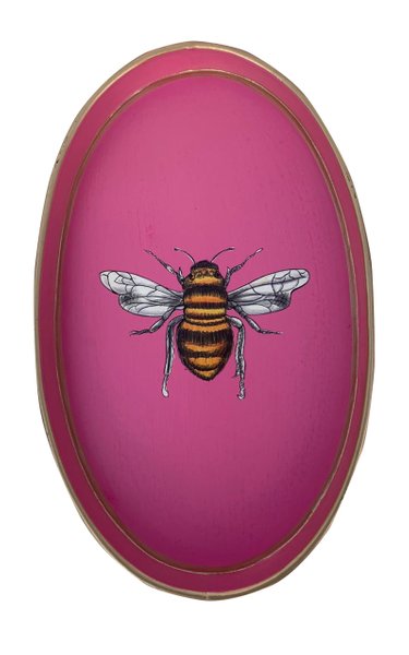 Les Ottomans Oval Painted Iron Tray - Bee