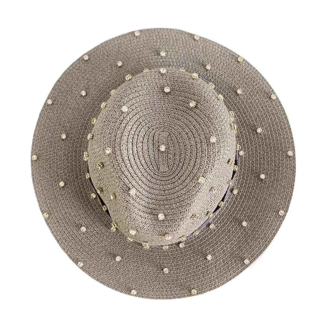Straw Hat with Crystals