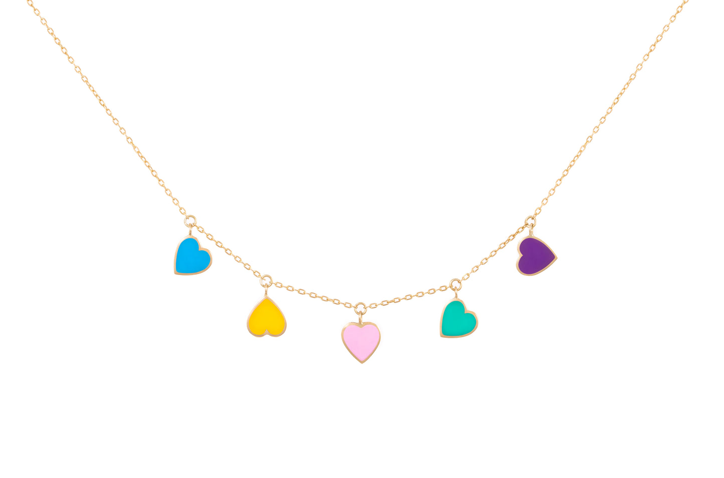 LRJC Enameled Heart of Hearts Necklace 18K Gold - Multicolored