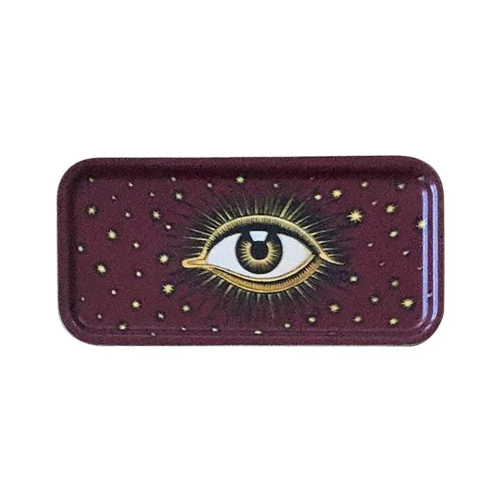 Les Ottomans Rectangular Evil Eye Wooden Tray - Bordeaux